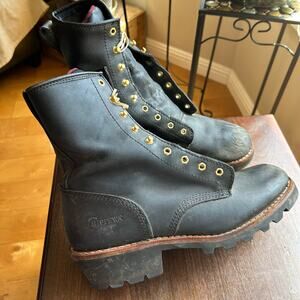 Chippewa Black Logger Packer Work Boots Mens 13 no laces